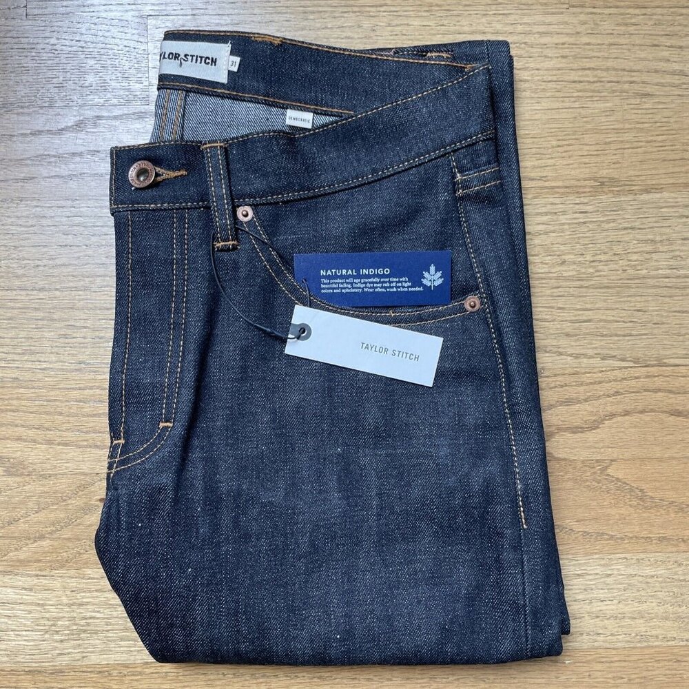 TAYLOR STITCH The Democratic Natural Indigo Selvage Denim Jeans Sz 31x34 $248 - Picture 2 of 13
